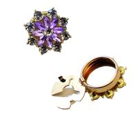 Copri-bottoni con strass, 4 pezzi copri bottoni con strass e perle gemelli floreali multicolori 20 mm(Purple)