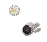 Copri-bottoni con strass, 4 pezzi Copri bottoni in metallo con strass e perle Gemelli Oro Argento 20 mm(Silver)
