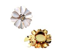 Copri-bottoni con strass, Copri bottoni in lega con strass e perle, gemelli, multicolore, 2 cm, 4 pezzi(White 01)