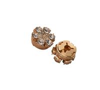 Copri-bottoni con strass, Gemelli con fiori strass, 4 pezzi, multicolori, 15 mm(Gold)