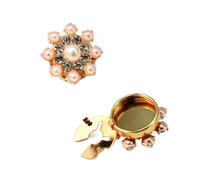 Copri-bottoni con strass, Gemelli copri bottoni con design floreale strass multicolori da 4 pezzi 23 mm(Golden 01)