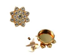 Copri-bottoni con strass, Gemelli copri bottoni con design floreale strass multicolori da 4 pezzi 23 mm(Golden)