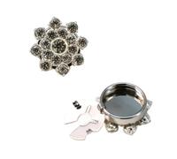 Copri-bottoni con strass, Gemelli copri bottoni con design floreale strass multicolori da 4 pezzi 23 mm(Silver)