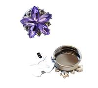 Copri-bottoni con strass, Gemelli copri bottoni con fiore in strass, 4 pezzi, multicolore, 20 mm(Purple)