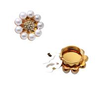Copri-bottoni con strass, Gemelli copri bottoni con strass perlati multicolor da 4 pezzi 25 mm(Golden)