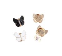 Copri-bottoni con strass, Gemelli for camicia con strass farfalla 3D da 4 pezzi Bianco Nero 2x2,3 cm(Black)