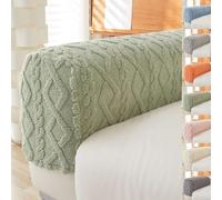 Copri Braccioli Elastici Per Divano, Morbida Stoffa Jacquard Anti-Scadimento Per Poltrone, Salotti E Mobili, Lavabile In Lavatrice(Plush - Green,Large-Set of 2)