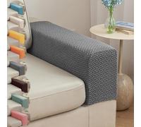 Copri Braccioli Elastici Per Divano, Morbida Stoffa Jacquard Anti-Scadimento Per Poltrone, Salotti E Mobili, Lavabile In Lavatrice(Gray,Medium-Set of 2)