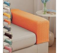 Copri Braccioli Elastici Per Divano, Morbida Stoffa Jacquard Anti-Scadimento Per Poltrone, Salotti E Mobili, Lavabile In Lavatrice(Orange,Medium-Set of 2)