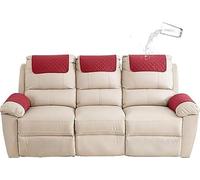 Copri bracciolo reclinabile, sostituibile Divano Copri poggiatesta ， Copri braccioli Antiscivolo AntiGraffio con Tasca Laterale, per Copri Divano Braccioli Divani ( Color : rosso , Size : 3-Seater Sof