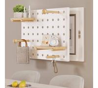 Copri Cassaforte a Muro Copertura in Legno per Scatola Interruttori con Ripiani e Ganci, Coprire Scatola Fusibili, Copri Scatola Contatore Nascosta, Per Ingresso(White,50x60cm/19.7 * 23.6in)