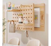 Copri Cassaforte a Muro Copertura in Legno per Scatola Interruttori con Ripiani e Ganci, Coprire Scatola Fusibili, Copri Scatola Contatore Nascosta, Per Ingresso(Wood color,50x60cm/19.7 * 23.6in)