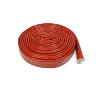 Copri Cavi Silicone Fiberglass Tube Coated Glass Fiber Braided Fireproof Cable Sleeve Protector Fire Retardant Case(Red,6mm,5Meter)