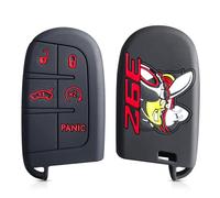 Copri Chiave Auto Pulsanti Accessori per Chiavi Auto per Jeep Compass GrandCherokee per Dodge Durango Charger Challenger Journey per Fiat 5Button Shell-Black Red 392