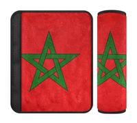 Copri-cintura di sicurezza per auto, 2 pezzi, morbido, di sicurezza per bambini, per adulti e bambini, motivo: bandiera del Marocco