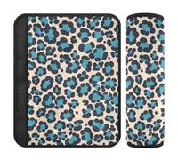 Copri-cintura di sicurezza per auto, 2 pezzi, morbido, di sicurezza per bambini, per donne, uomini, bambini, motivo leopardato, blu, beige