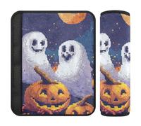 Copri cintura di sicurezza per auto, 2 pezzi, morbido, per adulti, bambini, bambini, M, Halloween, zucche pixel e fantasmi