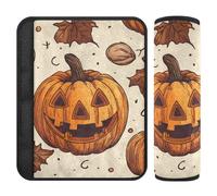 Copri-cintura di sicurezza per auto, 2 pezzi, morbido, per donne, uomini, bambini, M, motivo Happy Halloween, zucca e nocciola