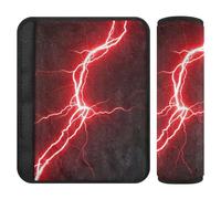 Copri-cintura di sicurezza per auto, 2 pezzi, morbido, per donne, uomini, bambini, S, rosso, fulmine scuro, arte scura