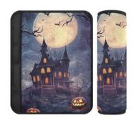 Copri cintura di sicurezza per auto, 2 pezzi, traspirante, per donne, uomini, bambini, S, Halloween, notte spettrale con luna piena