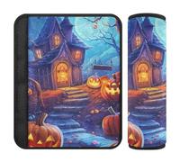 Copri cintura di sicurezza per auto, confezione da 2 pezzi, morbidi cuscinetti per cintura di sicurezza per adulti e bambini, M, Happy Halloween Trick or Treat Candy