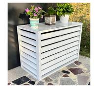 Copri Condizionatore da Esterno in Alluminio, Copertura for condizionatore d'aria for unità esterne, recinzione for nascondere il condizionatore d'aria, adatta for esterni(White Flat Roof,100*50*70cm)