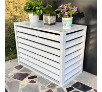 Copri condizionatore da esterno in alluminio,ridurre il rumore, copricondizionatore per esterno,Antifurto, abbellente dell'ambiente, adatto per uso esterno (Color : White flat roof, Size : 1.5P:100X