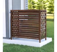 Copri Condizionatore Da Esterno Legno Anti-corrosione Condizionatore D'Aria In Legno Massello Protezione UV Copertura Condizionatore Esterno Marrone Supporto Per Fiori Per Giardino Portico Terrazza (
