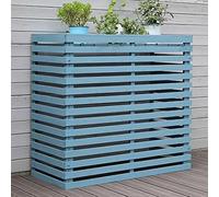 Copri Condizionatore da Esterno, Pannelli per Recinzione Esterna per la Privacy, Recinzione per Unità AC con Griglia a Persiana a 4 Pannelli, Cortile(Blue,85x35x85cm/33x14x33in)