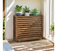 Copri Condizionatore Esterno in Legno - Copertura Anti-Corrosione per Motore - Portavasi da Balcone Supporto Piante Esterne (86x35x80cm)