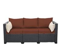 Copri Copriseduta per Divano da Esterno - 3/2/1 Posti Federa Elastica per Cuscino, Copricuscini per Mobili da Giardino, per Patio, Terrazza e Uso Interno/Esterno(caffè,S:50-70cm(3PCS))