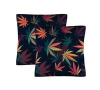 Copri Cuscino Colorful Marijuana Leaves Copricuscini Set 2 Morbida Decorative Fodera per Cuscino per Interni Letti Salotto 45X45Cm