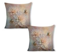 Copri Cuscino Dahlias Fodere Cuscini Set 2 Resistenti Cerniera Invisibile Fodera per Cuscino per Salotto Casa Sedia 45X45Cm