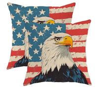 Copri Cuscino Eagle Vintage America Flag Federe De Cuscini Set 2 Resistenti Morbida Copricuscini per Letti Divano Salotto 45X45Cm