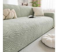 Copri Divano 1 2 3 4 5 Posti Copridivani Elastici, Copridivano Elasticizzato per Soggiorno Antiscivolo Lavabili Sofa Cover con Cinturino Elastico Green 4-Seater-(235-300cm)