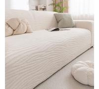 Copri Divano 1 2 3 4 5 Posti Copridivani Elastici, Copridivano Elasticizzato per Soggiorno Antiscivolo Lavabili Sofa Cover con Cinturino Elastico Beige 4-Seater-(235-300cm)