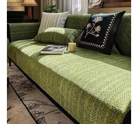 Copri Divano Herringbone Chenille Fabric Furniture Protector Sofa Cover Copridivano 1 2 3 4 posti AntiGraffio Gatto Copridivano angolare Forma di L(Green,110x110cm)