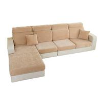 Copri divano invernale ispessito universale cappello tinta unita cuscino elastico per una comoda seduta kaki protezione completa per i tuoi mobili.