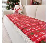 Copri Divano Natalizio a Fiocco di Neve Copridivano 3 Posti con Penisola Spesse in Flanella Calda Antiscivolo Morbido al Tatto per Animali Protezione per Divani A/U(Red-A,27.5x82.6 inch(70x210cm))