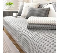Copri Divano per Seduta, Foulard Copridivano Antiscivolo per Divano, Sofa Slipcover for Loveseat/3 Cushion Couch/L Shape/Chaise Longue/Sectional Sofa(Grey,90x240cm)