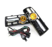 Copri Faro Anteriore Auto 2 Pezzi Paraurti Anteriore Auto Fari Griglia Sportiva Luci Di Marcia A Rene Con LED DRL Fendinebbia Per VW Per Golf MK4 1997-2006 Fari Anteriori Auto(Yellow light)