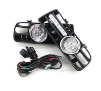 Copri Faro Anteriore Auto 2 Pezzi Paraurti Anteriore Auto Fari Griglia Sportiva Luci Di Marcia A Rene Con LED DRL Fendinebbia Per VW Per Golf MK4 1997-2006(LED white light)