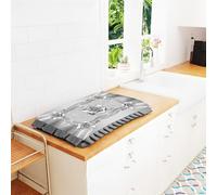 Copri Fornelli 46x70 cm Grigio con Fiori 3D e Pizzo Bianco - Microfibra Poliestere - Stampa Digitale Alta Definizione - Copertura per Cucina con Volant - AntiGraffio e Antipolvere - Made in Italy