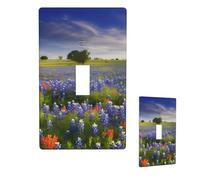 Copri interruttore singolo a levetta Texas Bluebonnets Scenery Placca da parete interruttore a levetta singola piastra decorativa 1 gang copertura per interruttore a parete, dimensioni standard 11,4 x