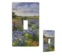 Copri interruttore singolo a levetta Texas Bluebonnets Scenery Placca da parete interruttore a levetta singola piastra decorativa 1 gang copertura per interruttore a parete, dimensioni standard 11,4 x