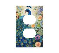 Copri interruttori stampati con pavone blu nella foresta incantata, piastre a parete singola e doppia, per interruttori della luce, pannelli elettrici