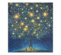 Copri lavastoviglie magnetico riutilizzabile per frigorifero con stelle glitterate e albero sognante, 58,4 x 66 cm