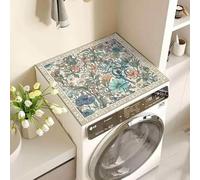 Copri Lavatrice Fiori Blu Copri Lavatrice Per Interno Per Top - Antiscivolo Tappetino Lavatrice - Tappeto Assorbente In Diatomee Per Armadio Comodino, Cucine, Bagni50*50Cm