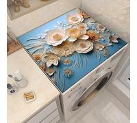 Copri Lavatrice Fiori Blu Copri Lavatrice Per Interno Per Top - Antiscivolo Tappetino Lavatrice - Tappeto Assorbente In Diatomee Per Armadio Comodino, Cucine, Bagni50*50Cm