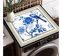 Copri Lavatrice Fiori Blu Copri Lavatrice Per Interno Per Top - Antiscivolo Tappetino Lavatrice - Tappeto Assorbente In Diatomee Per Armadio Comodino, Cucine, Bagni50*50Cm